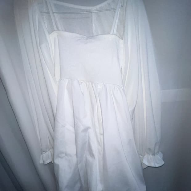 택포8000) 퍼프 화이트 스커트 + 볼레로