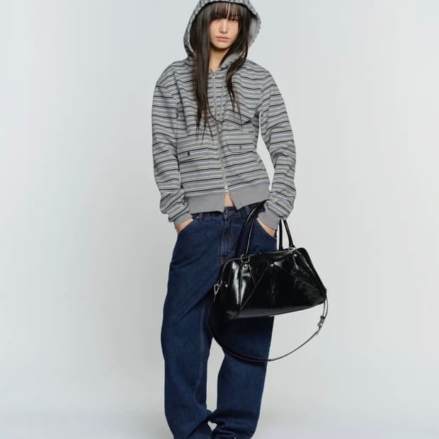 썬번프로젝트 STRIPE FLAP POCKET HOODIE ZIP-UP