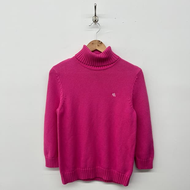 폴로 랄프로렌 핑크색 터틀넥 니트 여m