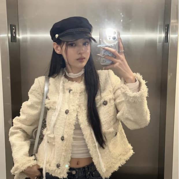 카키포인트 트위드 아이보리