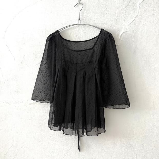 Black Polka Dot Sheer Blouse