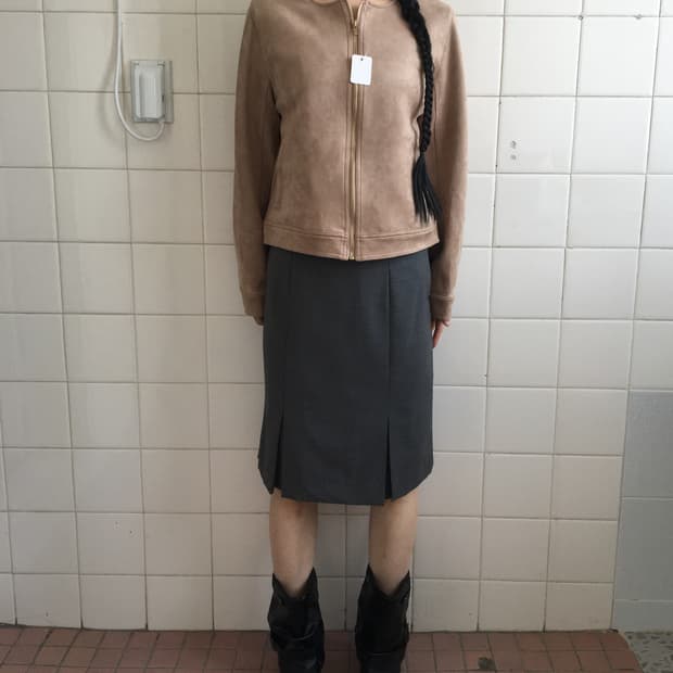 Fake suede zip up jacket