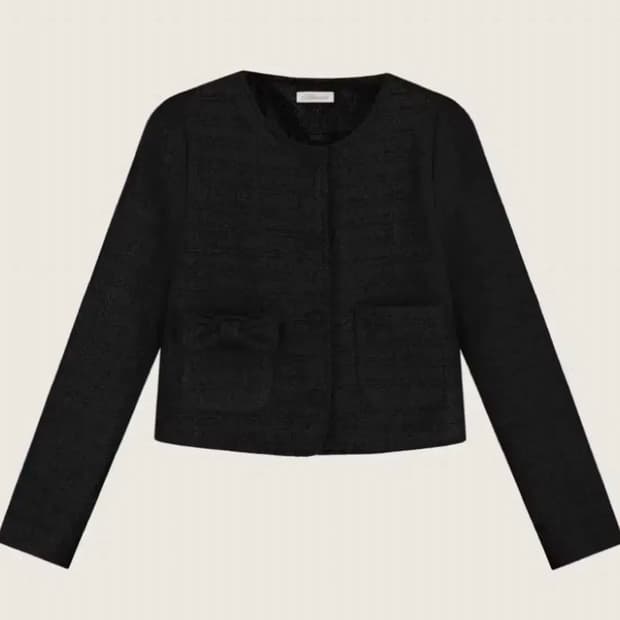 클리시어 리본 트위드 자켓 블랙