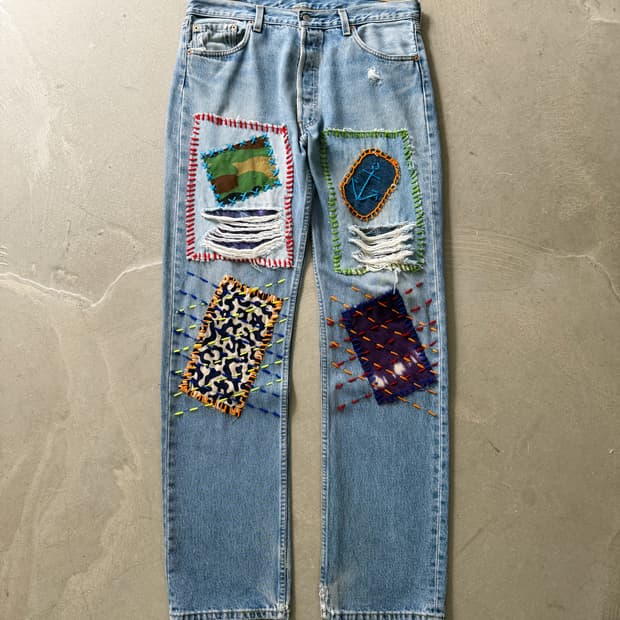 90s Levi's 501 Patchwork Denim Pants 