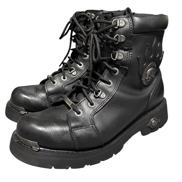 할리데이비슨 스컬 플레임 메탈 토 집업 부츠 270 바이커부츠 