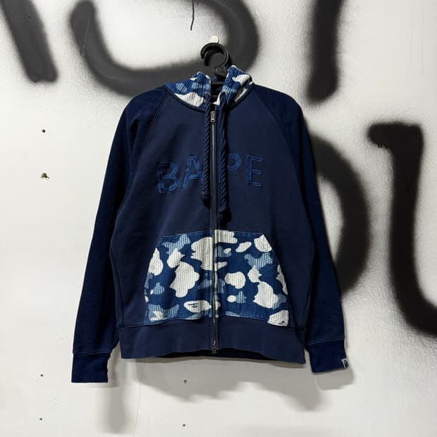 정품 베이프 사시코 카모 릴렉스드 핏 집업 후디