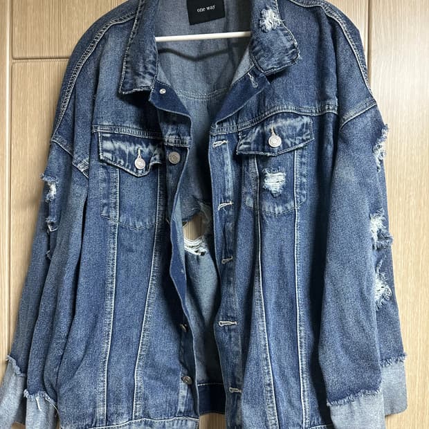 데미지 데님셔츠
