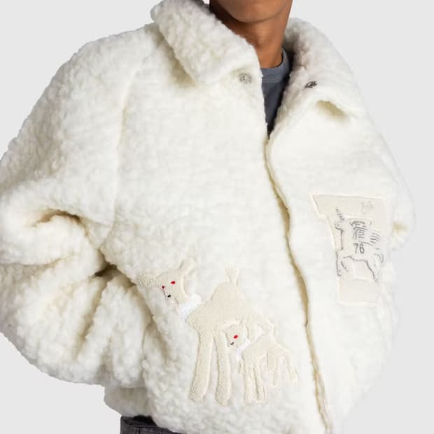 [M]이알엘 ERL 바시티 시어링 자켓/오트밀