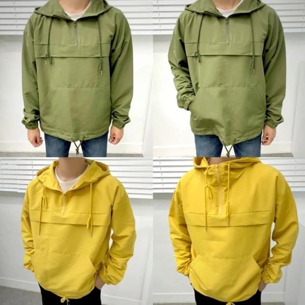 새상품 일괄2세트) 남녀공용 가벼운 재질좋은 아노락 카키/옐로우