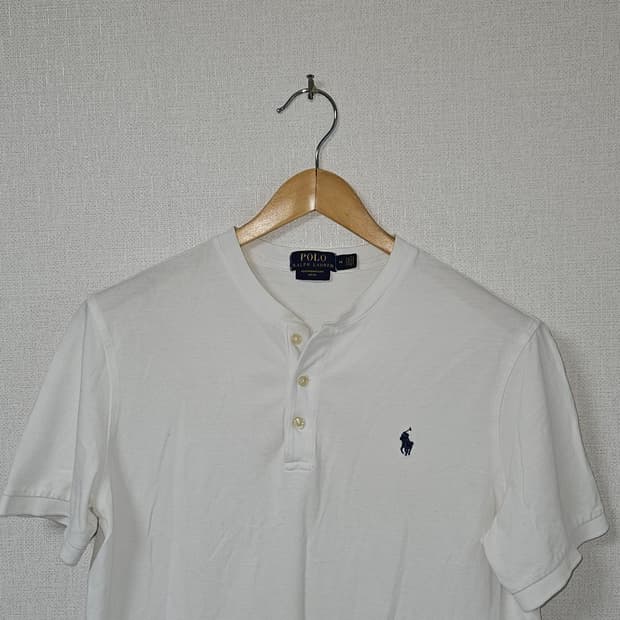 폴로 랄프로렌 신형 헨리넥 차이나넥 카라티 반팔 페더웨이트 메쉬 정품 M