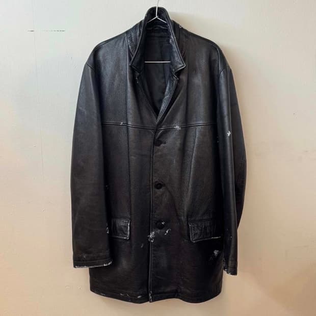 [L] 90s dkny 빈티지 레더 카코트