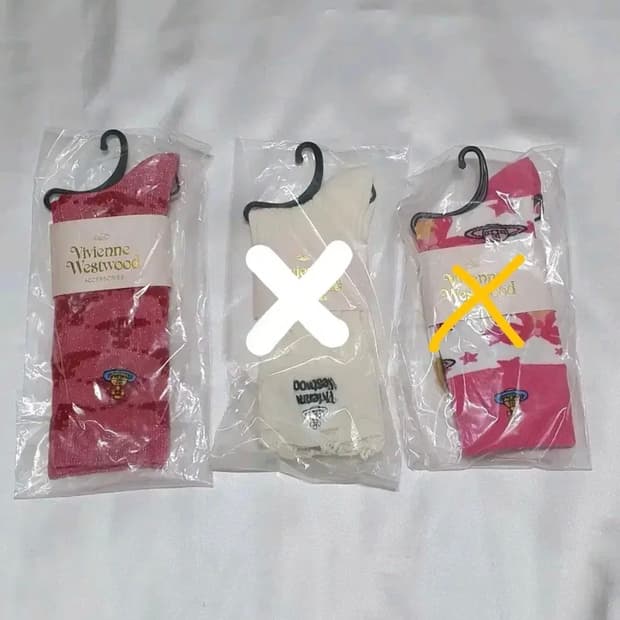 핑크 겨자색 레드 반짝이 스타 행성 별 리본 비비안웨스트우드 양말