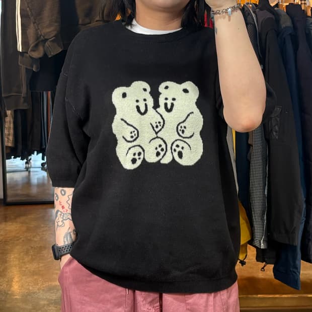 나이스고스트클럽 테디베어 니트반팔