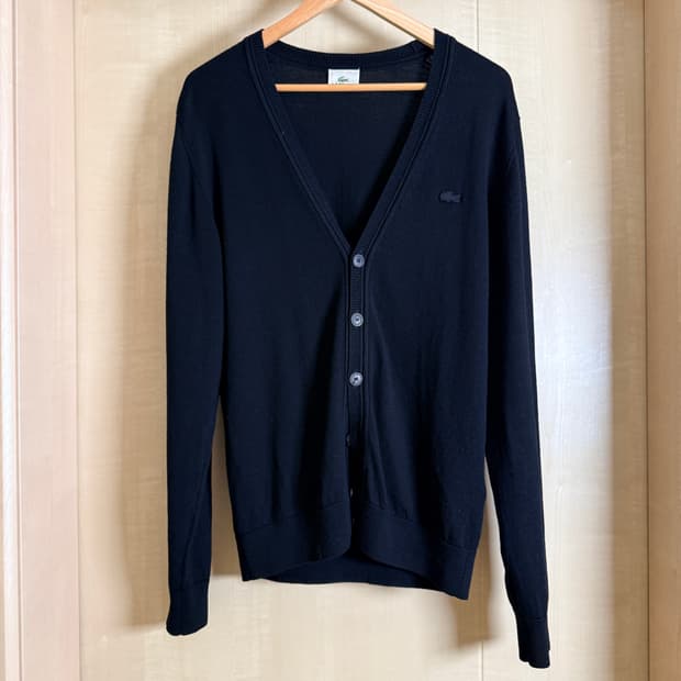 라코스테 메리노울 가디건 블랙 100