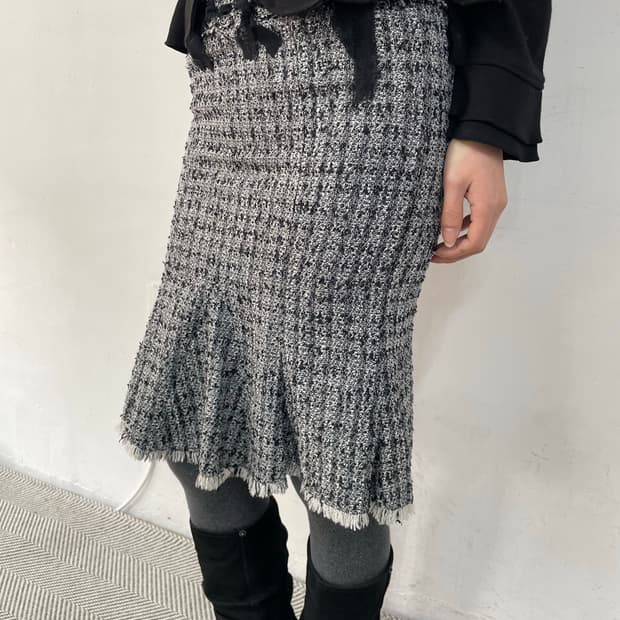 NARACAMIC 트위드 리본 스커트