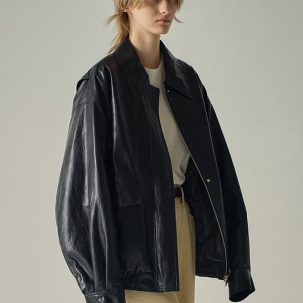 파사드패턴 오버핏 레더 블루종