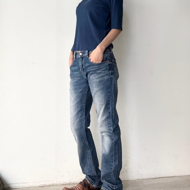 Neck trim basic top / navy