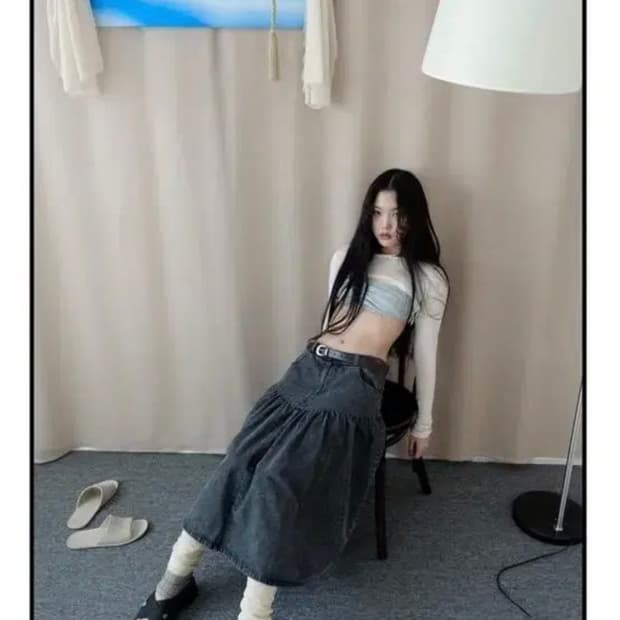샵페어리 데님 스커트