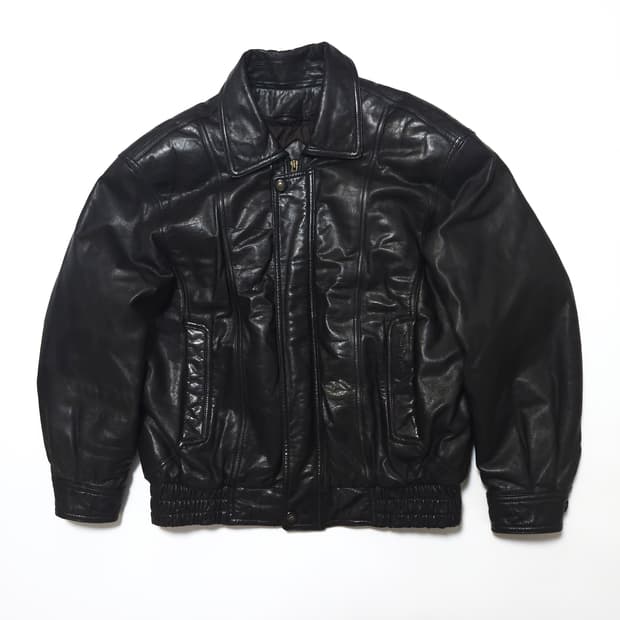 피에르가르뎅 90s 램 레더 봄버 자켓 블랙