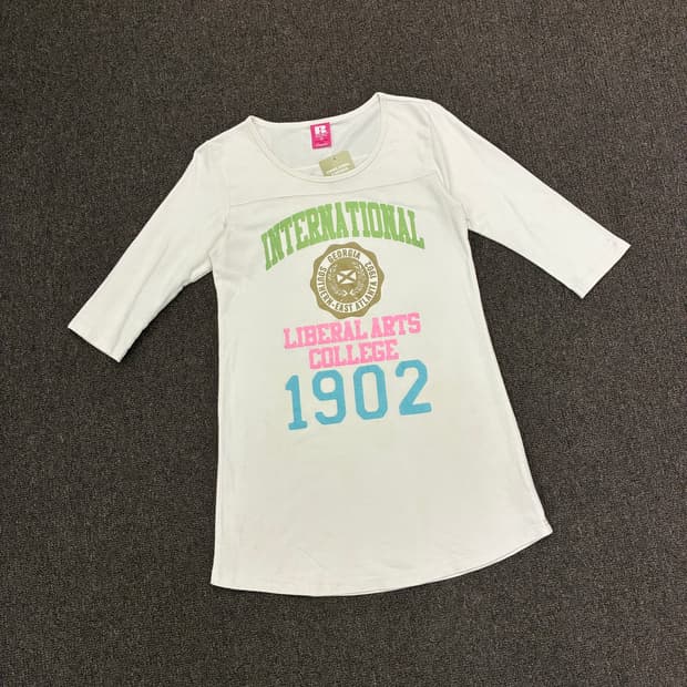 M)Russell Athletic 빈티지 여성 프린팅 7부 티셔츠