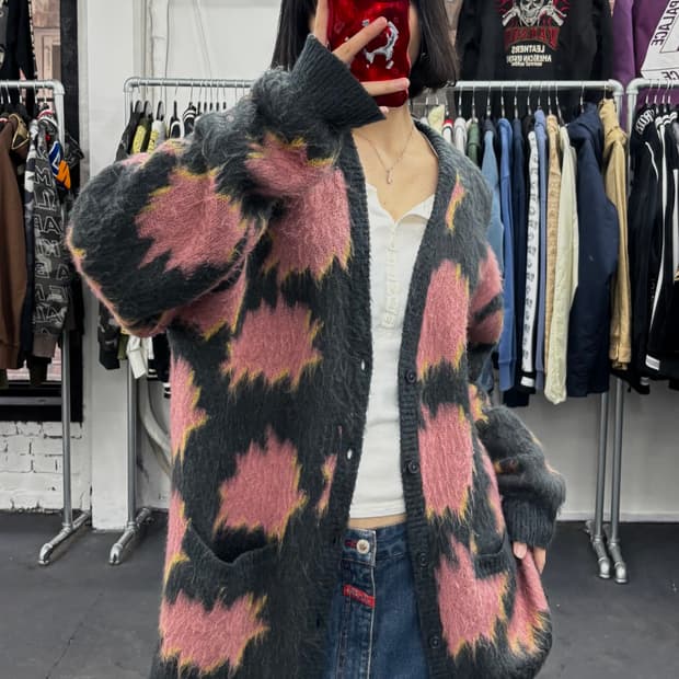 오베이 모헤어 가디건