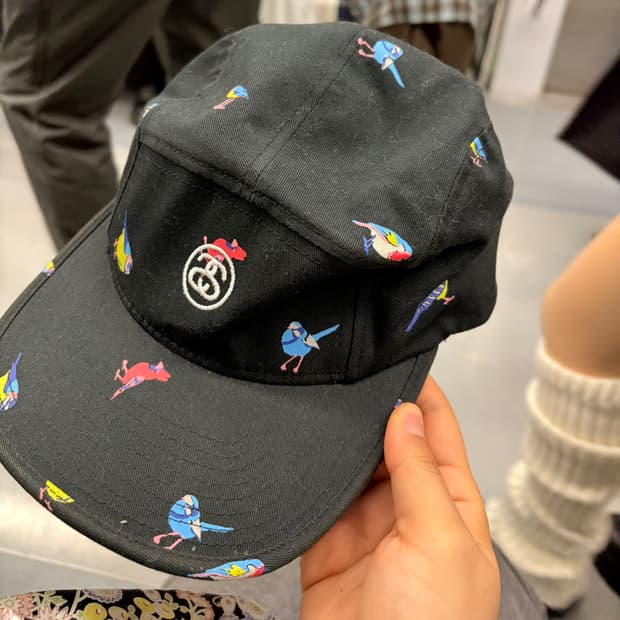 스투시 버드 패턴 캠프캡 블랙 모자