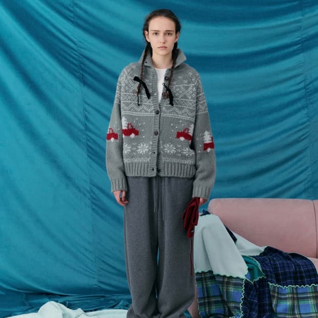 (새상품) foeto 포에토 노르딕 가디건 그레이