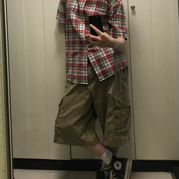 아베크롬비 체크반팔셔츠