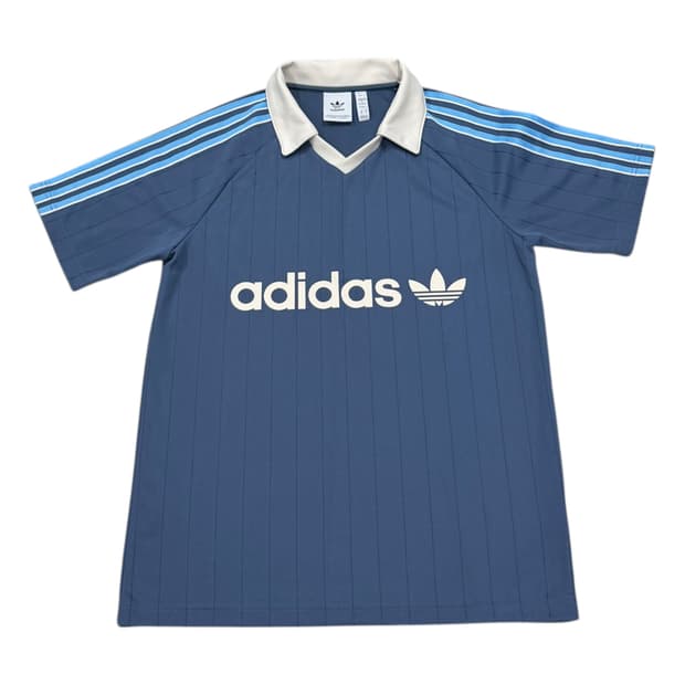 아디다스 핀 스트라이프 풋볼 저지 반팔 프리러브 잉크 블루 M