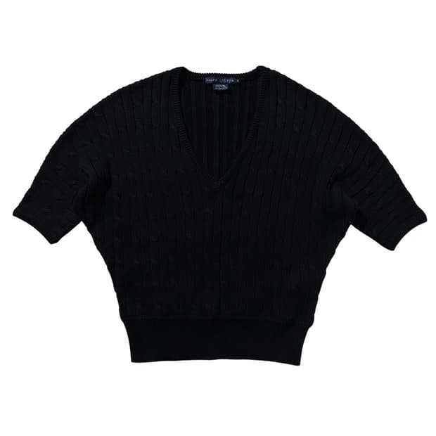 폴로 랄프로렌 케이블 V넥 니트 블랙