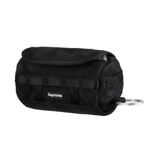 슈프림 x 노스페이스 스웨이드 베이스 캠프 더플 키체인 블랙 - 23FW