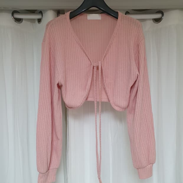 핑크색 숏 가디건 볼레로 스타일)44