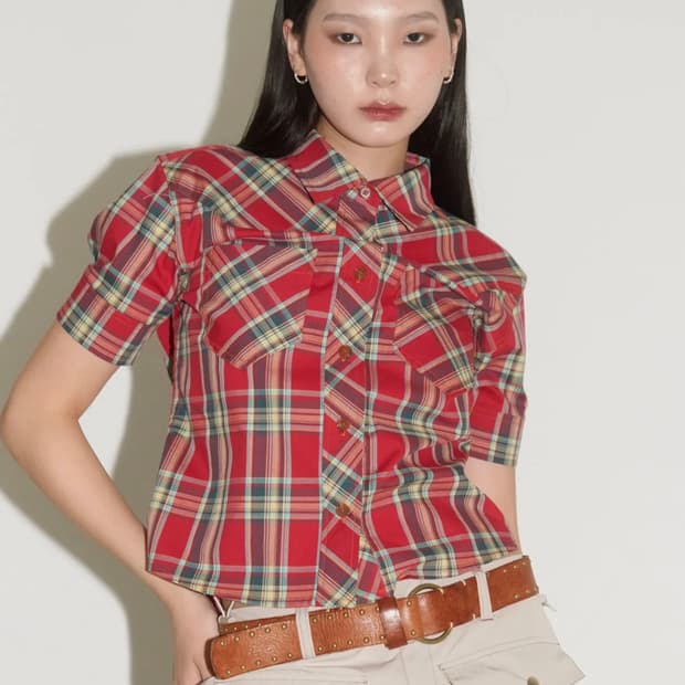 WESTERN CHECK SHORT SLEEVE SHIRT / red