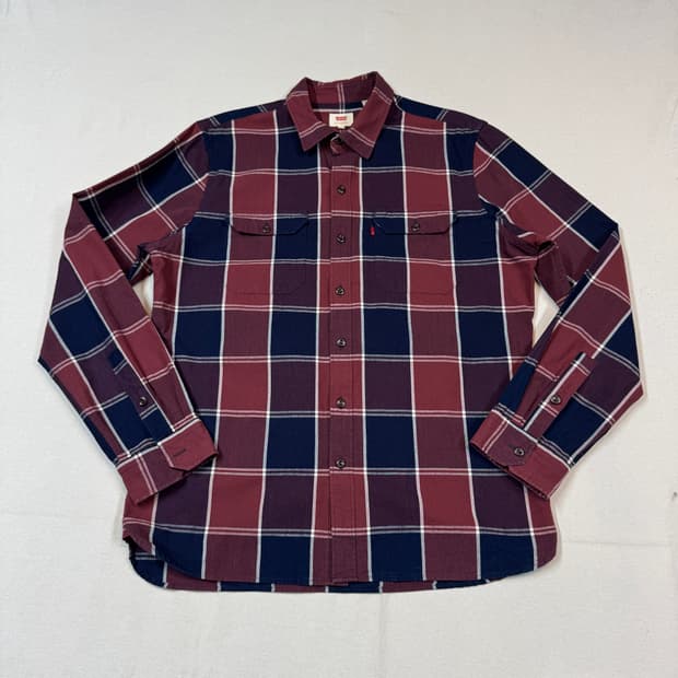 L) 리바이스 투포켓 레드/네이비 체크 셔츠