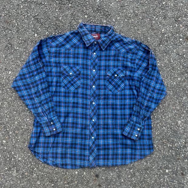 빈티지 랭글러 빅맨 플란넬 웨스턴 셔츠