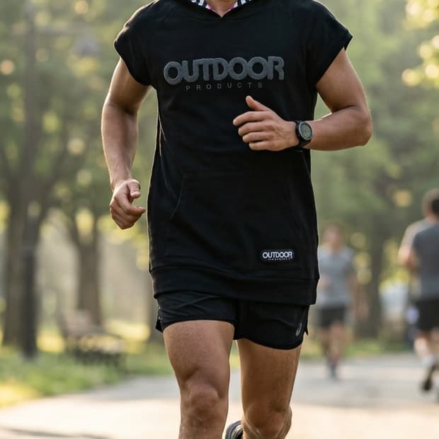 OUTDOOR 프로덕츠 빅로고 반팔 후드 티셔츠 (L/95)