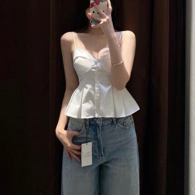 ZARA 자라 포플린 크롭트 탑, 자라 플레어 탑, 자라 플레어 나시