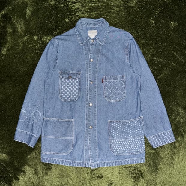 [L] 그라미치 재패니즈 보로 사시코 데님 커버올 자켓