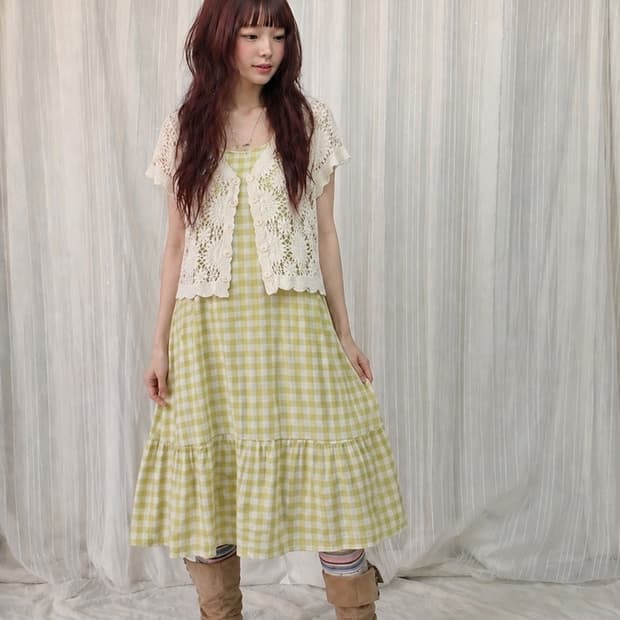 연두빛 체크 코디 set 🍏