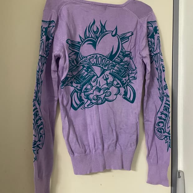 빈티지 퍼플 프린팅 니트