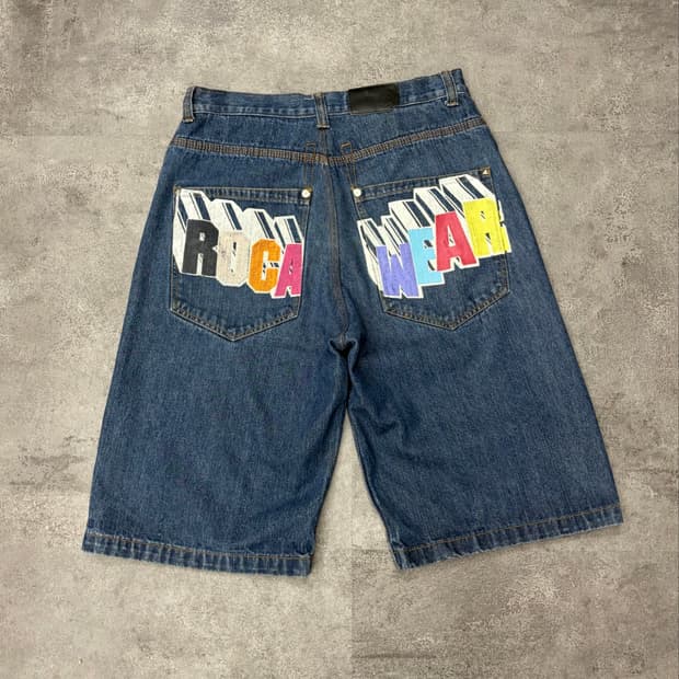 00s Rocawear Big Logo Baggy Denim Shorts