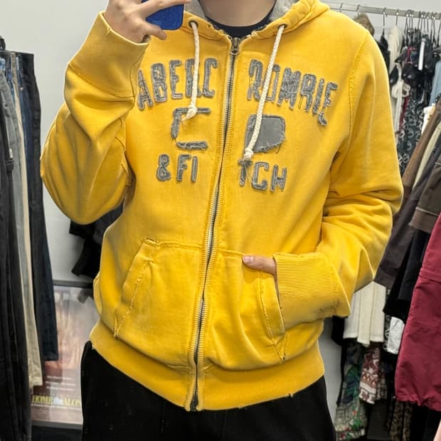 아베크롬비 옐로우 노랑색 스웻 후드 집업 빈티지 y2k 양홍원 M 95