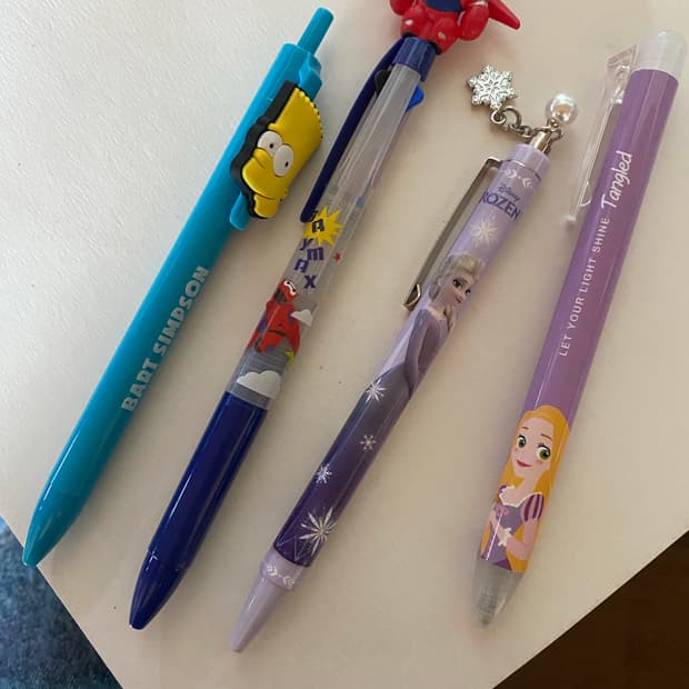 디즈니 프린세스/심슨 캐릭터 볼펜 세트