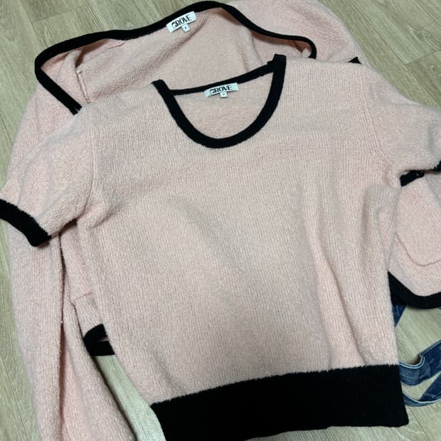 그로브 니트 반팔 가디건 세트