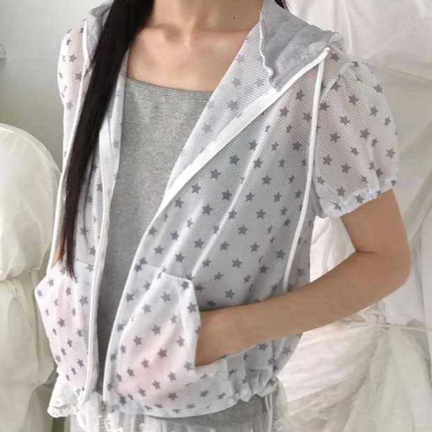 star mesh hood zip-up 새상품