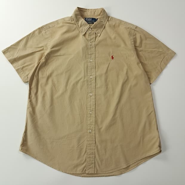 CJ317 XL 폴로 커스텀핏 00s 베이지 반팔 셔츠 남방