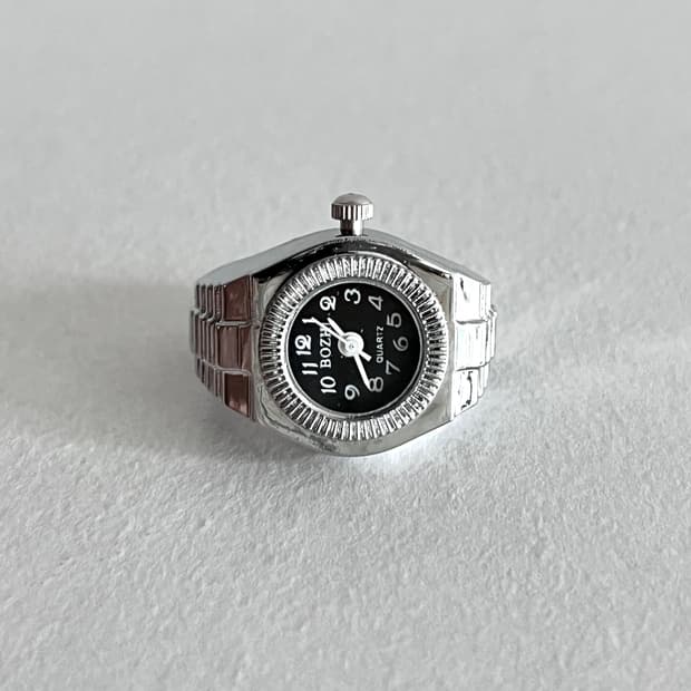 블랙 쿼츠 시계 반지