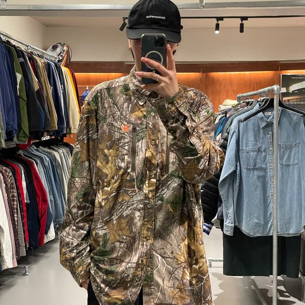 빈티지 플리스 소재 리얼트리 셔츠