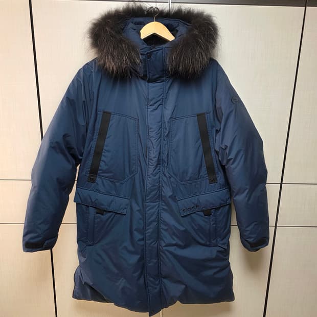 아이더 (EiDER)네이비 롱 패딩 폭스퍼 후드