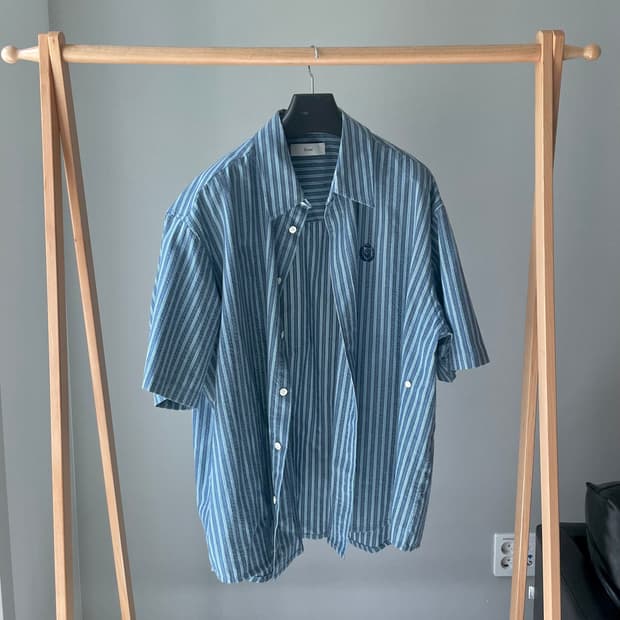 SHORT SLEEVE SEERSUCKER SHIRT NAVY_M_UDS